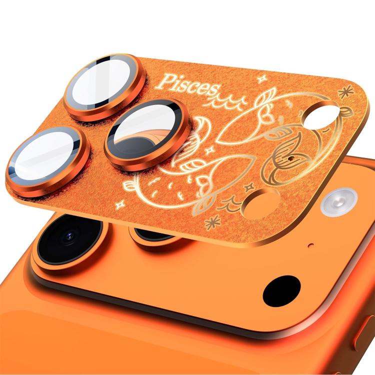 Para iPhone 17 Pro Doze Constelações Armadura Filme Integrado de Metal Fosco de Cobertura Total para Lente da Câmara, Escorpião, Balança, Aquário, Gémeos, Peixes, Leão, Sagitário, Capricórnio, Caranguejo, Touro, Virgem, Carneiro