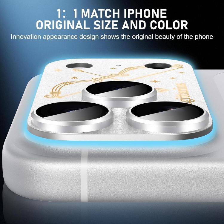 Para iPhone 17 Pro Doze Constelações Armadura Filme Integrado de Metal Fosco de Cobertura Total para Lente da Câmara, Escorpião, Balança, Aquário, Gémeos, Peixes, Leão, Sagitário, Capricórnio, Caranguejo, Touro, Virgem, Carneiro