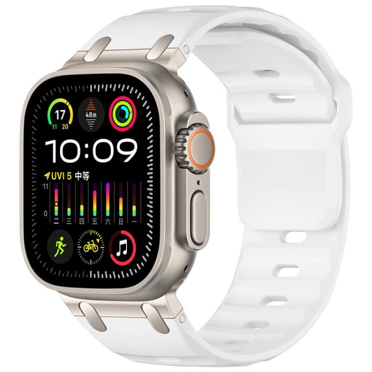 Correia de relógio em silicone de cor sólida estilo degrau personalizada, para Apple Watch 49mm / 46mm / 45mm / 44mm