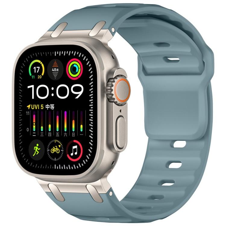 Correia de relógio em silicone de cor sólida estilo degrau personalizada, para Apple Watch 49mm / 46mm / 45mm / 44mm