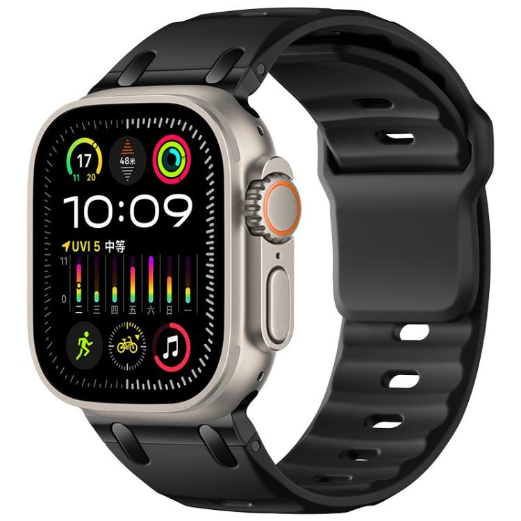 Correia de relógio em silicone de cor sólida estilo degrau personalizada, para Apple Watch 49mm / 46mm / 45mm / 44mm