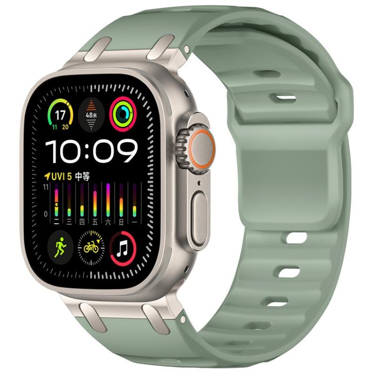 Correia de relógio em silicone de cor sólida estilo degrau personalizada, para Apple Watch 49mm / 46mm / 45mm / 44mm