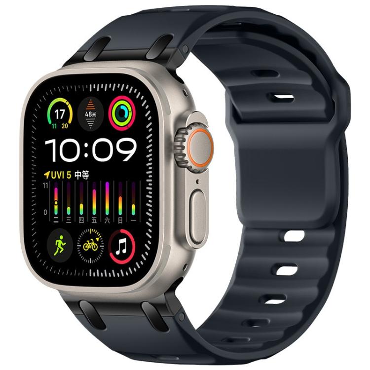 Correia de relógio em silicone de cor sólida estilo degrau personalizada, para Apple Watch 49mm / 46mm / 45mm / 44mm