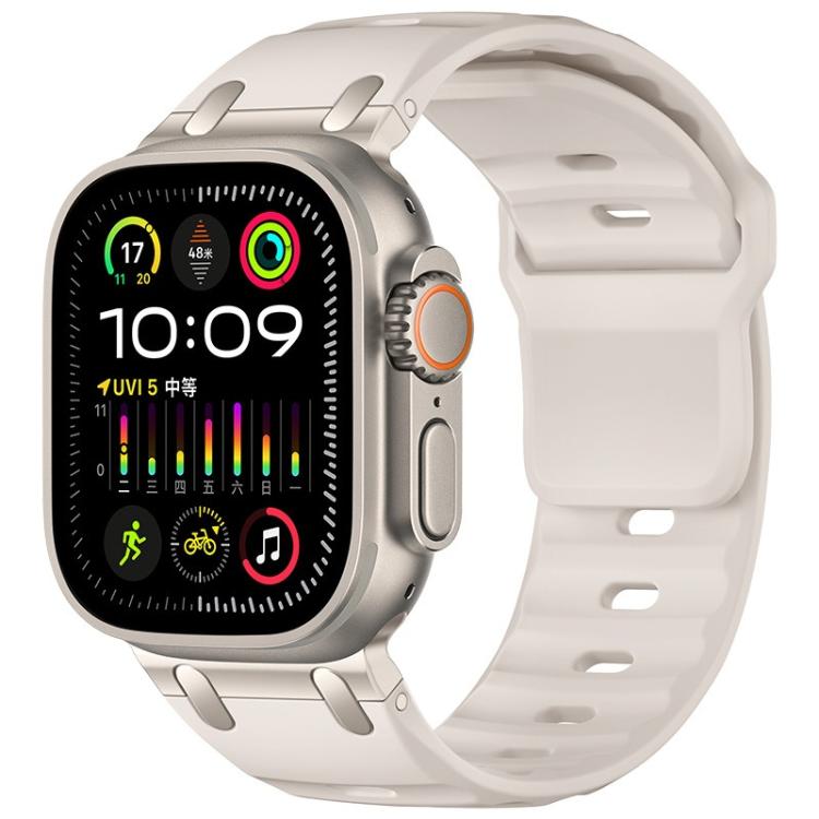 Correia de relógio em silicone de cor sólida estilo degrau personalizada, para Apple Watch 49mm / 46mm / 45mm / 44mm