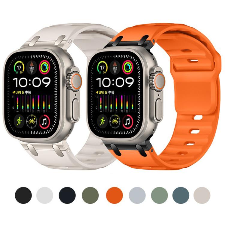 Correia de relógio em silicone de cor sólida estilo degrau personalizada, para Apple Watch 49mm / 46mm / 45mm / 44mm
