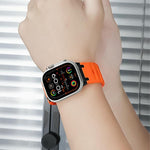 Correia de relógio em silicone de cor sólida estilo degrau personalizada, para Apple Watch 49mm / 46mm / 45mm / 44mm