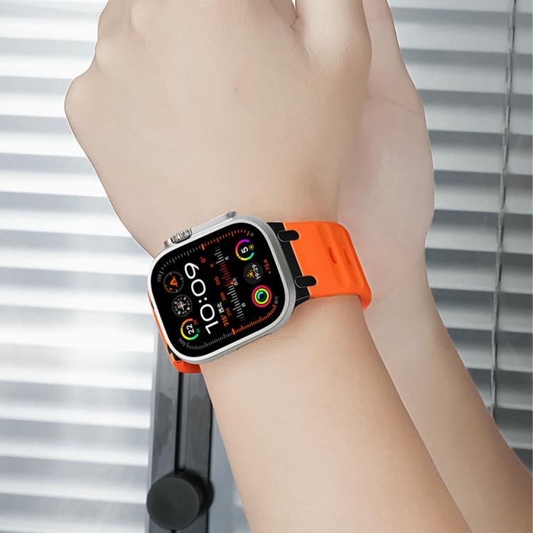Correia de relógio em silicone de cor sólida estilo degrau personalizada, para Apple Watch 49mm / 46mm / 45mm / 44mm