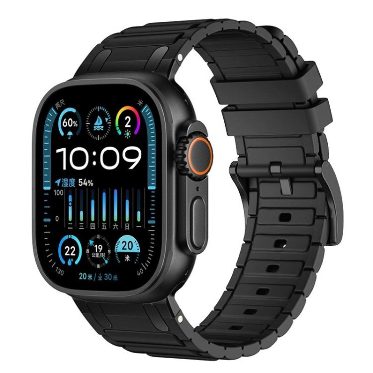 Bracelete de relógio em silicone com textura reforçada em forma de I, para Apple Watch 49mm / 46mm / 45mm / 44mm, para Apple Watch 42mm / 41mm / 40mm / 38mm