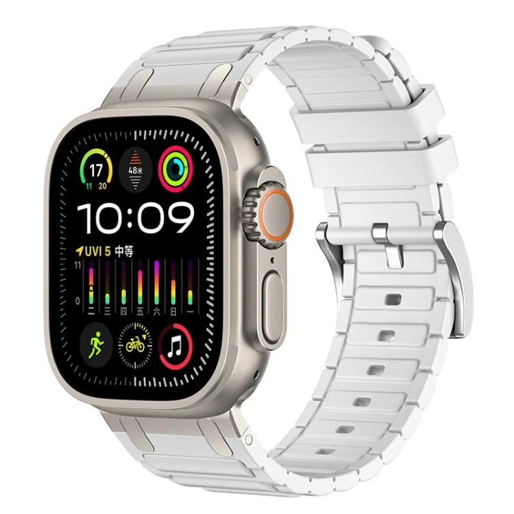 Bracelete de relógio em silicone com textura reforçada em forma de I, para Apple Watch 49mm / 46mm / 45mm / 44mm, para Apple Watch 42mm / 41mm / 40mm / 38mm