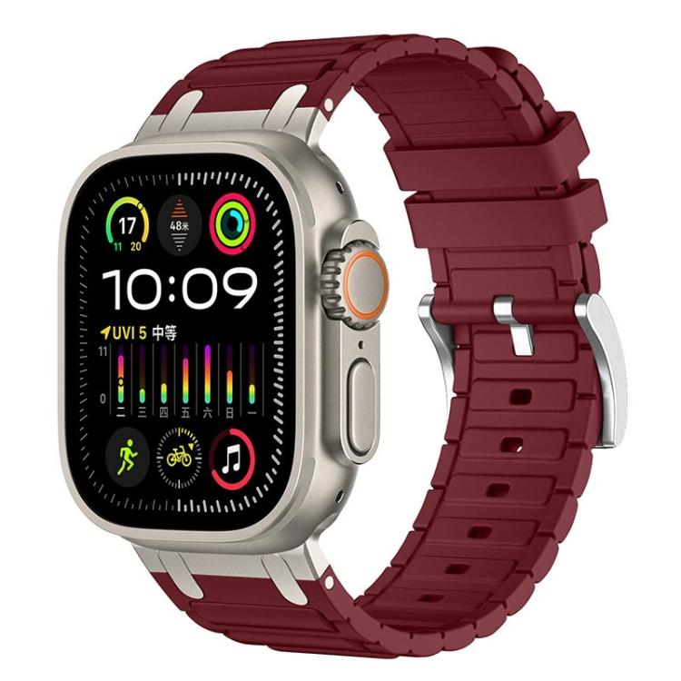 Bracelete de relógio em silicone com textura reforçada em forma de I, para Apple Watch 49mm / 46mm / 45mm / 44mm, para Apple Watch 42mm / 41mm / 40mm / 38mm