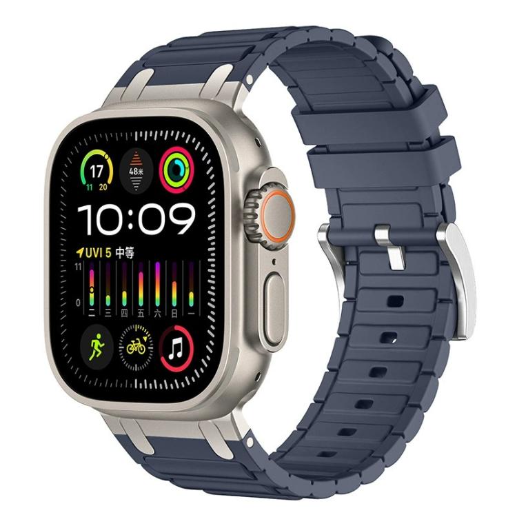 Bracelete de relógio em silicone com textura reforçada em forma de I, para Apple Watch 49mm / 46mm / 45mm / 44mm, para Apple Watch 42mm / 41mm / 40mm / 38mm