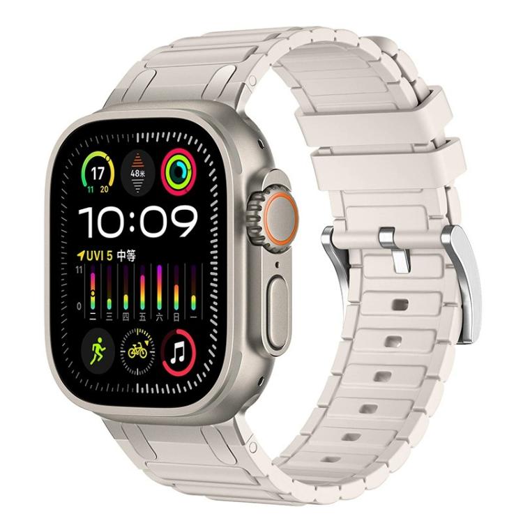 Bracelete de relógio em silicone com textura reforçada em forma de I, para Apple Watch 49mm / 46mm / 45mm / 44mm, para Apple Watch 42mm / 41mm / 40mm / 38mm