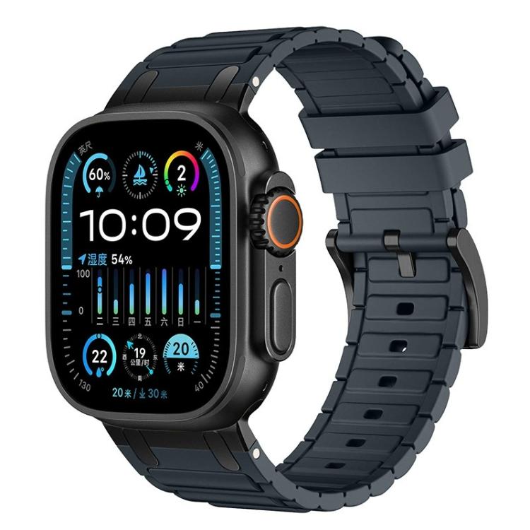 Bracelete de relógio em silicone com textura reforçada em forma de I, para Apple Watch 49mm / 46mm / 45mm / 44mm, para Apple Watch 42mm / 41mm / 40mm / 38mm