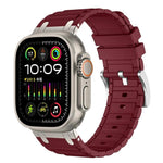 Bracelete de relógio em silicone com textura reforçada em forma de I, para Apple Watch 49mm / 46mm / 45mm / 44mm, para Apple Watch 42mm / 41mm / 40mm / 38mm