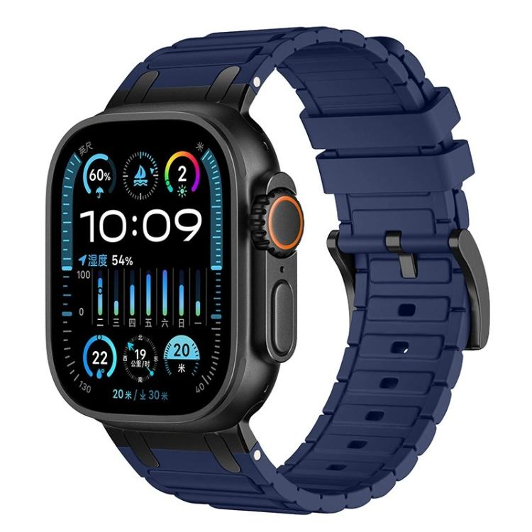 Bracelete de relógio em silicone com textura reforçada em forma de I, para Apple Watch 49mm / 46mm / 45mm / 44mm, para Apple Watch 42mm / 41mm / 40mm / 38mm