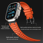Bracelete de relógio em silicone com textura reforçada em forma de I, para Apple Watch 49mm / 46mm / 45mm / 44mm, para Apple Watch 42mm / 41mm / 40mm / 38mm