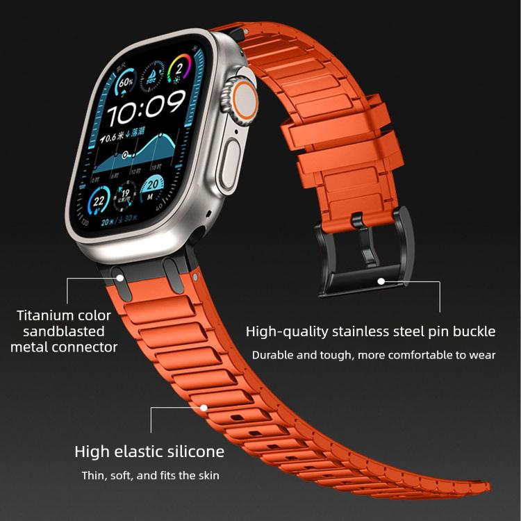Bracelete de relógio em silicone com textura reforçada em forma de I, para Apple Watch 49mm / 46mm / 45mm / 44mm, para Apple Watch 42mm / 41mm / 40mm / 38mm