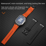 Bracelete de relógio em silicone com textura reforçada em forma de I, para Apple Watch 49mm / 46mm / 45mm / 44mm, para Apple Watch 42mm / 41mm / 40mm / 38mm