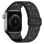 Correia de relógio em nylon elástico com glitter, para Apple Watch 49mm / 46mm / 45mm / 44mm, para Apple Watch 42mm / 41mm / 40mm / 38mm