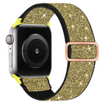 Correia de relógio em nylon elástico com glitter, para Apple Watch 49mm / 46mm / 45mm / 44mm, para Apple Watch 42mm / 41mm / 40mm / 38mm