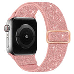 Correia de relógio em nylon elástico com glitter, para Apple Watch 49mm / 46mm / 45mm / 44mm, para Apple Watch 42mm / 41mm / 40mm / 38mm
