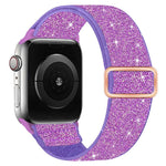 Correia de relógio em nylon elástico com glitter, para Apple Watch 49mm / 46mm / 45mm / 44mm, para Apple Watch 42mm / 41mm / 40mm / 38mm
