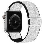 Correia de relógio em nylon elástico com glitter, para Apple Watch 49mm / 46mm / 45mm / 44mm, para Apple Watch 42mm / 41mm / 40mm / 38mm