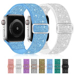 Correia de relógio em nylon elástico com glitter, para Apple Watch 49mm / 46mm / 45mm / 44mm, para Apple Watch 42mm / 41mm / 40mm / 38mm