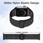 Correia de relógio em nylon elástico com glitter, para Apple Watch 49mm / 46mm / 45mm / 44mm, para Apple Watch 42mm / 41mm / 40mm / 38mm
