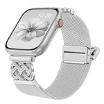 Correia de relógio em nylon elástico com fivela magnética nó chinês e sarja, para Apple Watch 49mm / 46mm / 45mm / 44mm, para Apple Watch 42mm / 41mm / 40mm / 38mm