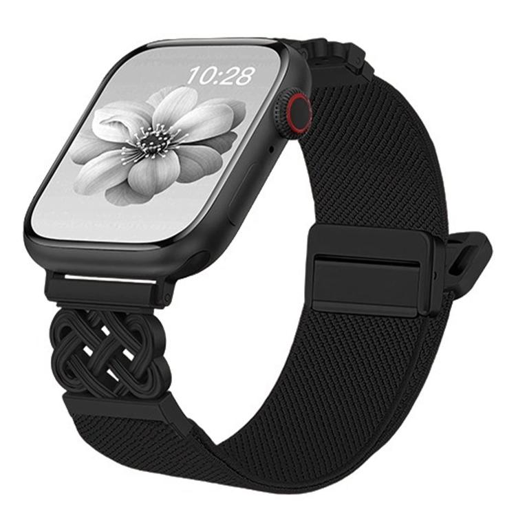 Correia de relógio em nylon elástico com fivela magnética nó chinês e sarja, para Apple Watch 49mm / 46mm / 45mm / 44mm, para Apple Watch 42mm / 41mm / 40mm / 38mm
