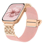 Correia de relógio em nylon elástico com fivela magnética nó chinês e sarja, para Apple Watch 49mm / 46mm / 45mm / 44mm, para Apple Watch 42mm / 41mm / 40mm / 38mm