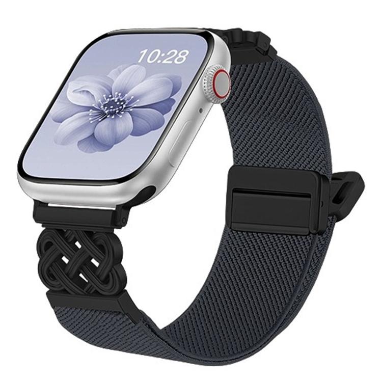 Correia de relógio em nylon elástico com fivela magnética nó chinês e sarja, para Apple Watch 49mm / 46mm / 45mm / 44mm, para Apple Watch 42mm / 41mm / 40mm / 38mm