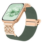Correia de relógio em nylon elástico com fivela magnética nó chinês e sarja, para Apple Watch 49mm / 46mm / 45mm / 44mm, para Apple Watch 42mm / 41mm / 40mm / 38mm