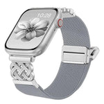 Correia de relógio em nylon elástico com fivela magnética nó chinês e sarja, para Apple Watch 49mm / 46mm / 45mm / 44mm, para Apple Watch 42mm / 41mm / 40mm / 38mm