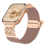 Correia de relógio em nylon elástico com fivela magnética nó chinês e sarja, para Apple Watch 49mm / 46mm / 45mm / 44mm, para Apple Watch 42mm / 41mm / 40mm / 38mm