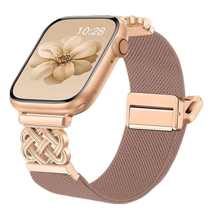 Correia de relógio em nylon elástico com fivela magnética nó chinês e sarja, para Apple Watch 49mm / 46mm / 45mm / 44mm, para Apple Watch 42mm / 41mm / 40mm / 38mm