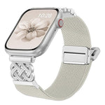 Correia de relógio em nylon elástico com fivela magnética nó chinês e sarja, para Apple Watch 49mm / 46mm / 45mm / 44mm, para Apple Watch 42mm / 41mm / 40mm / 38mm
