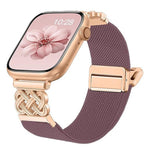 Correia de relógio em nylon elástico com fivela magnética nó chinês e sarja, para Apple Watch 49mm / 46mm / 45mm / 44mm, para Apple Watch 42mm / 41mm / 40mm / 38mm