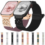 Correia de relógio em nylon elástico com fivela magnética nó chinês e sarja, para Apple Watch 49mm / 46mm / 45mm / 44mm, para Apple Watch 42mm / 41mm / 40mm / 38mm