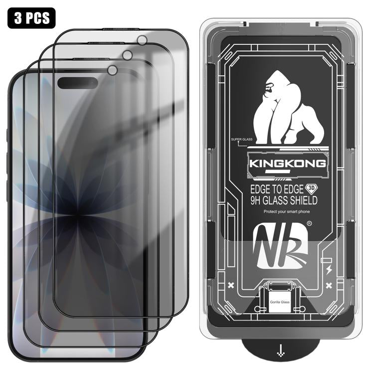 3pcs Easy Install Box Dust-Free 3D Curved Edge Privacy Electroplated Explosion-Proof Tempered Glass Film, For iPhone 17 Pro Max, For iPhone 17 Pro, For iPhone 17, For iPhone Air, For iPhone 16 Pro Max, For iPhone 16 Pro, For iPhone 16
