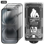 3pcs Easy Install Box Dust-Free 3D Curved Edge Privacy Electroplated Explosion-Proof Tempered Glass Film, For iPhone 17 Pro Max, For iPhone 17 Pro, For iPhone 17, For iPhone Air, For iPhone 16 Pro Max, For iPhone 16 Pro, For iPhone 16