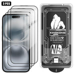 3pcs Easy Install Box Dust-Free 3D Curved Edge HD Electroplated Explosion-Proof Tempered Glass Film, For iPhone 17 Pro Max, For iPhone 17 Pro, For iPhone 17, For iPhone Air, For iPhone 16 Pro Max, For iPhone 16 Pro, For iPhone 16, For iPhone 15 Pro Max...