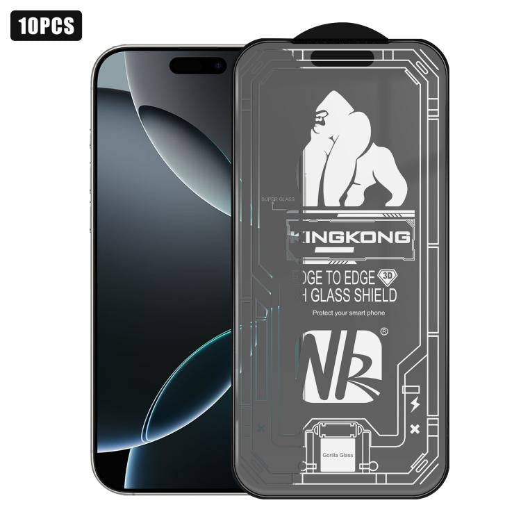 10pcs 3D Large Arc Edge Electroplated Explosion-Proof Scratch-Resistant Full-Screen Frosted HD Tempered Glass Film, For iPhone 17 Pro Max, For iPhone 17 Pro, For iPhone 17, For iPhone Air, For iPhone 16 Pro Max, For iPhone 16 Pro, For iPhone 16