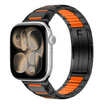 Correia de relógio em aço inoxidável com incrustação de borracha multifacetada, para Apple Watch 46mm / 49mm / 45mm / 44mm, para Apple Watch 42mm / 41mm / 40mm / 38mm