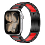 Correia de relógio em aço inoxidável com incrustação de borracha multifacetada, para Apple Watch 46mm / 49mm / 45mm / 44mm, para Apple Watch 42mm / 41mm / 40mm / 38mm