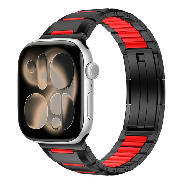 Correia de relógio em aço inoxidável com incrustação de borracha multifacetada, para Apple Watch 46mm / 49mm / 45mm / 44mm, para Apple Watch 42mm / 41mm / 40mm / 38mm