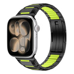 Correia de relógio em aço inoxidável com incrustação de borracha multifacetada, para Apple Watch 46mm / 49mm / 45mm / 44mm, para Apple Watch 42mm / 41mm / 40mm / 38mm