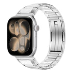 Correia de relógio em aço inoxidável com incrustação de borracha multifacetada, para Apple Watch 46mm / 49mm / 45mm / 44mm, para Apple Watch 42mm / 41mm / 40mm / 38mm