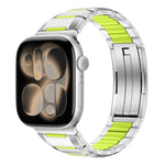Correia de relógio em aço inoxidável com incrustação de borracha multifacetada, para Apple Watch 46mm / 49mm / 45mm / 44mm, para Apple Watch 42mm / 41mm / 40mm / 38mm